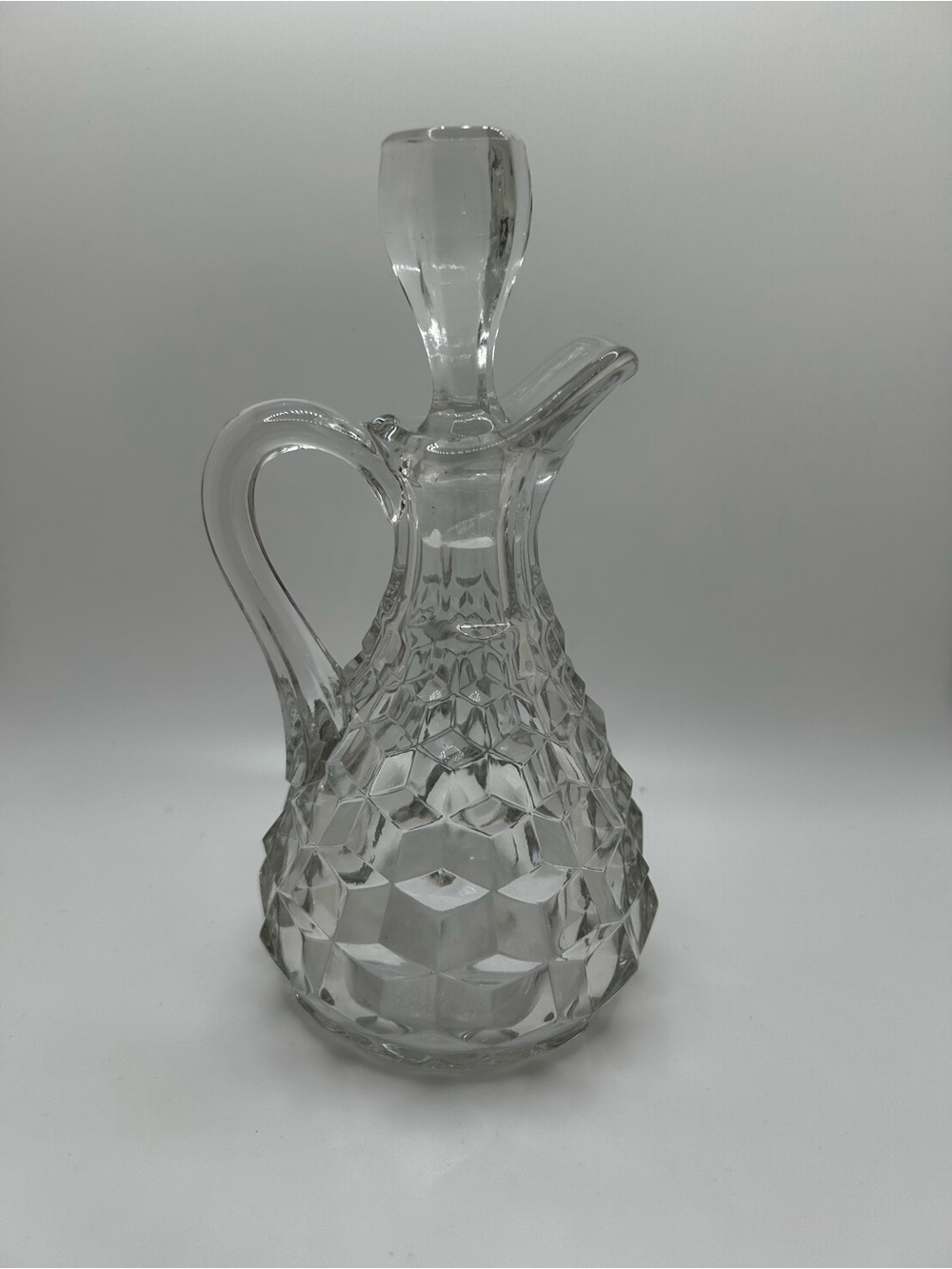 Vintage Fostoria Clear Crystal-Style Glass Cruet Bottle with Stopper